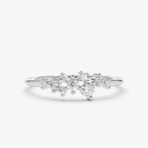 Ferko’s 14k Gold Diamond Cluster Ring - White Gold Size 8